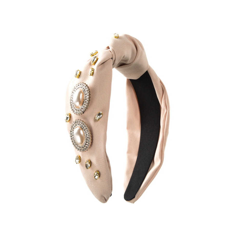 Wholesale Pearl Rhinestone Knotted Pressed Hair Hoop